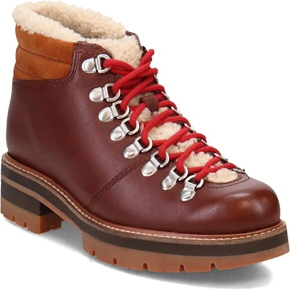 Clarks Chunky Winter Ankle Boots Women 8 Brown Leather Lined Rubber Sole Orianna